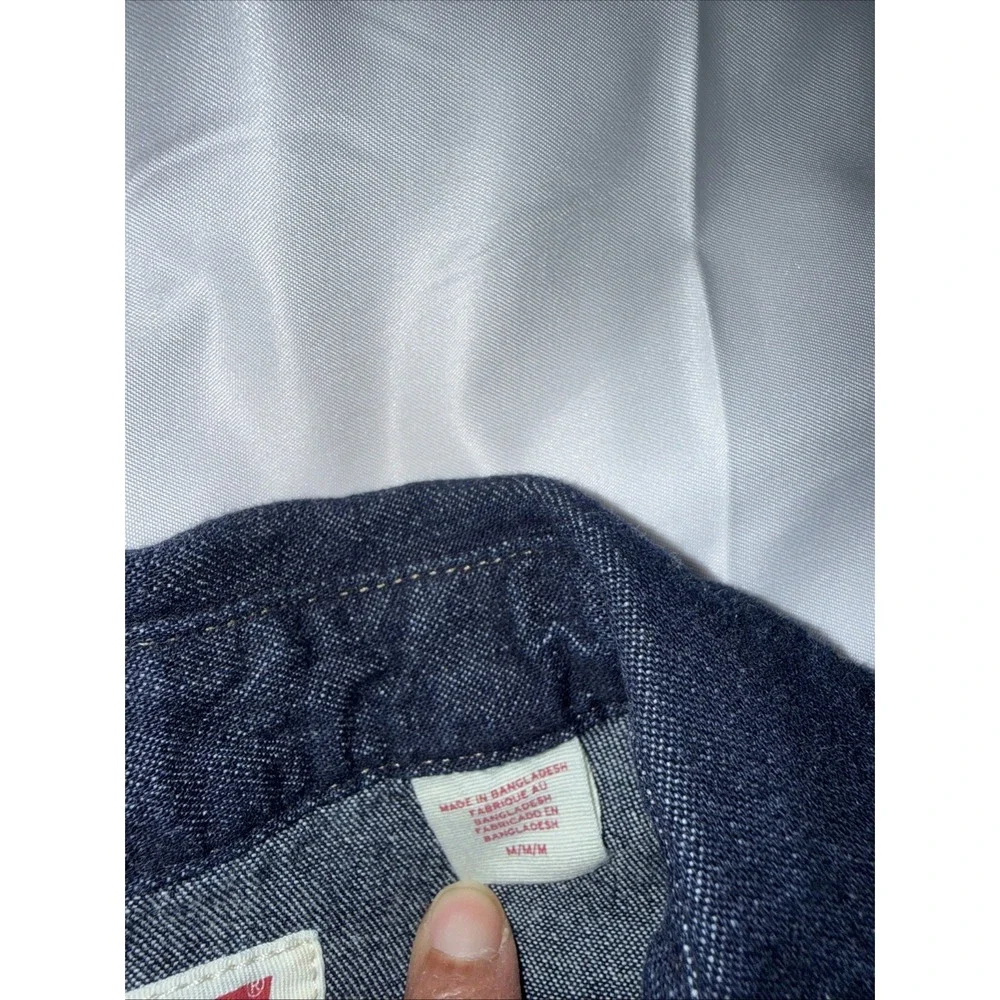 Internal Sample Levi's Pearl Snap Denim Long Sleeve Shirt Sz M Slim Blue Dark